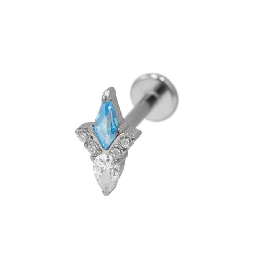 Labret Stérile Titane Interne 40 - Piercing avec pas de vis interne motif losange - 3 coloris