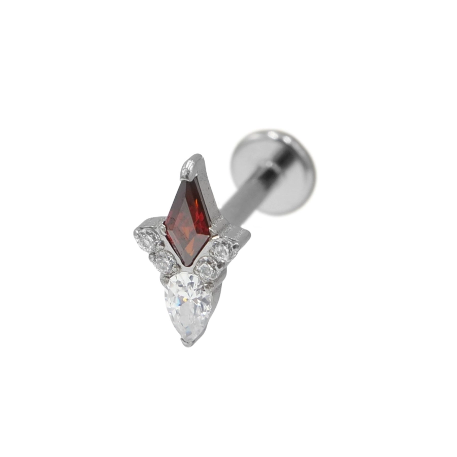 Labret Stérile Titane Interne 40 - Piercing avec pas de vis interne motif losange - 3 coloris