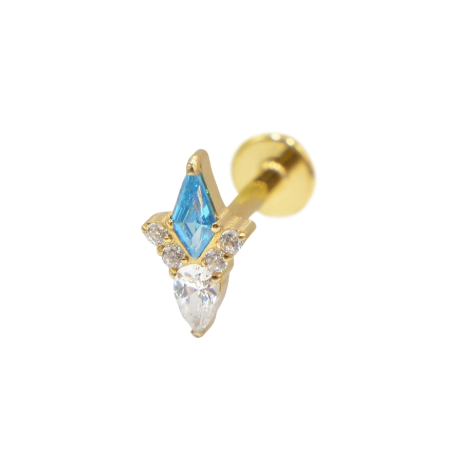 Labret Piercing - Labret Stérile Interne Pvd Gold 40 - Piercing avec pas de vis interne motif losange - 3 coloris
