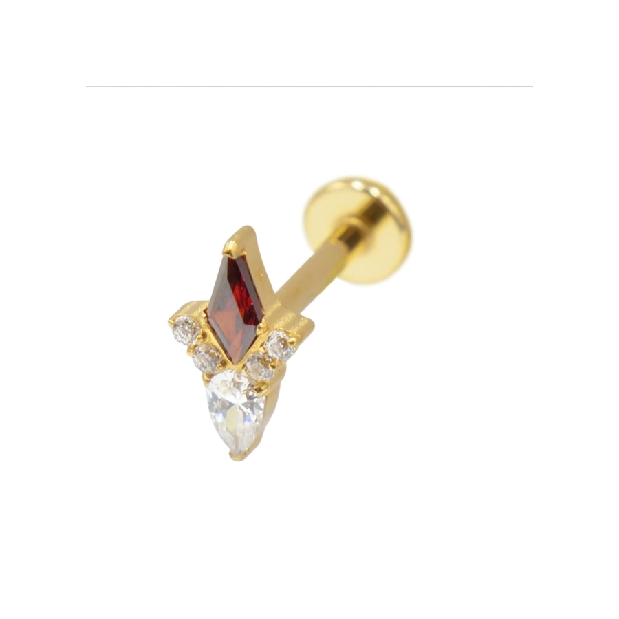 Labret Piercing - Labret Stérile Interne Pvd Gold 40 - Piercing avec pas de vis interne motif losange - 3 coloris