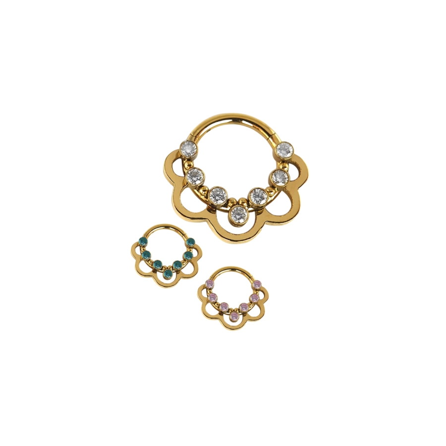 Piercing Anneau - Titane Pvd Gold - Anneau clicker 162 avec fermeture à charnière - 3 coloris