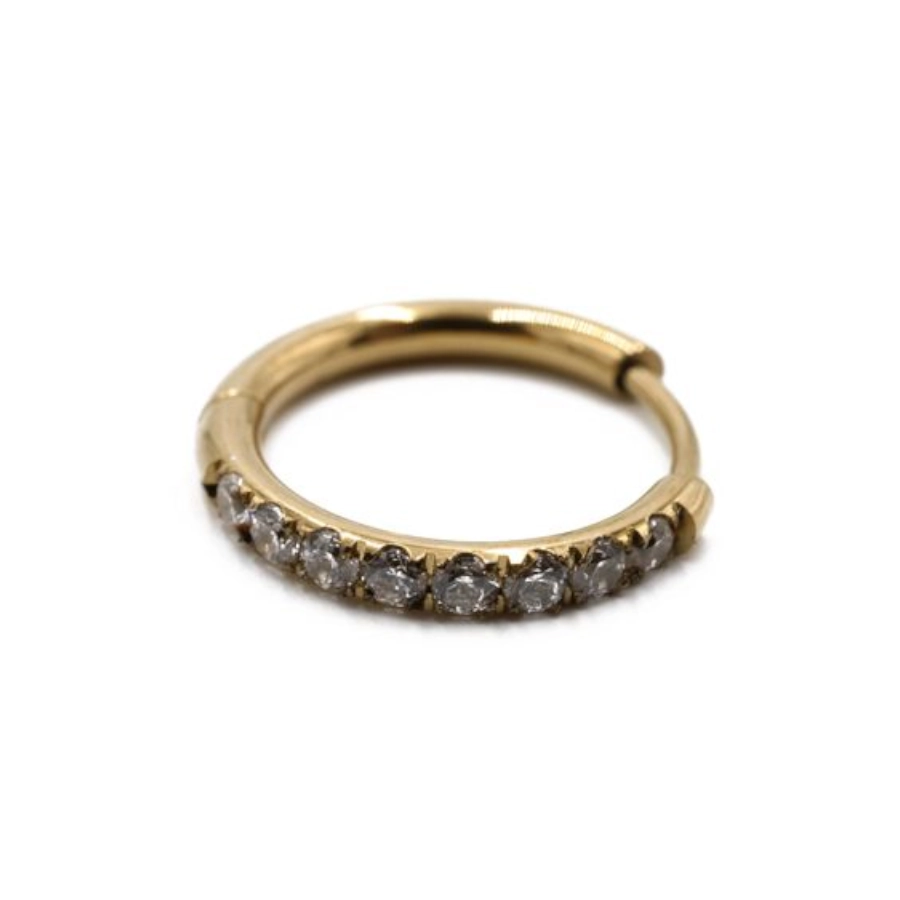 Piercing Anneau - Acier Gold - Anneau clicker 149 avec fermeture à charnière et strass*