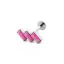 Labret Stérile Titane Interne 27 - Piercing avec pas de vis interne motif 3 Rectangles penchés opales 