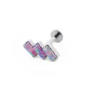 Labret Stérile Titane Interne 27 - Piercing avec pas de vis interne motif 3 Rectangles penchés opales 
