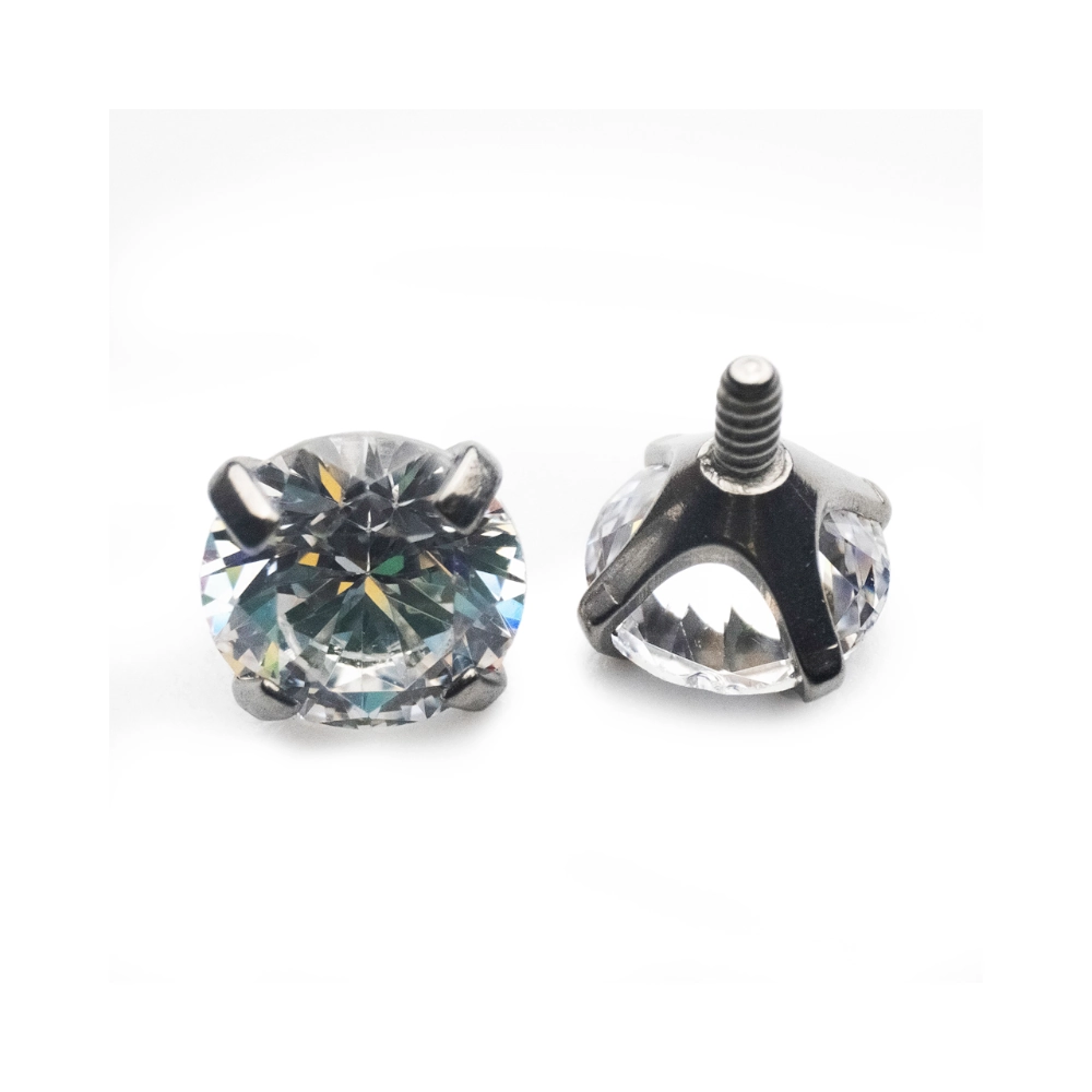 Piercing Embout - Titane F136 Gamme Hand Ink - Embout 09 avec pas de vis interne strass griffé*