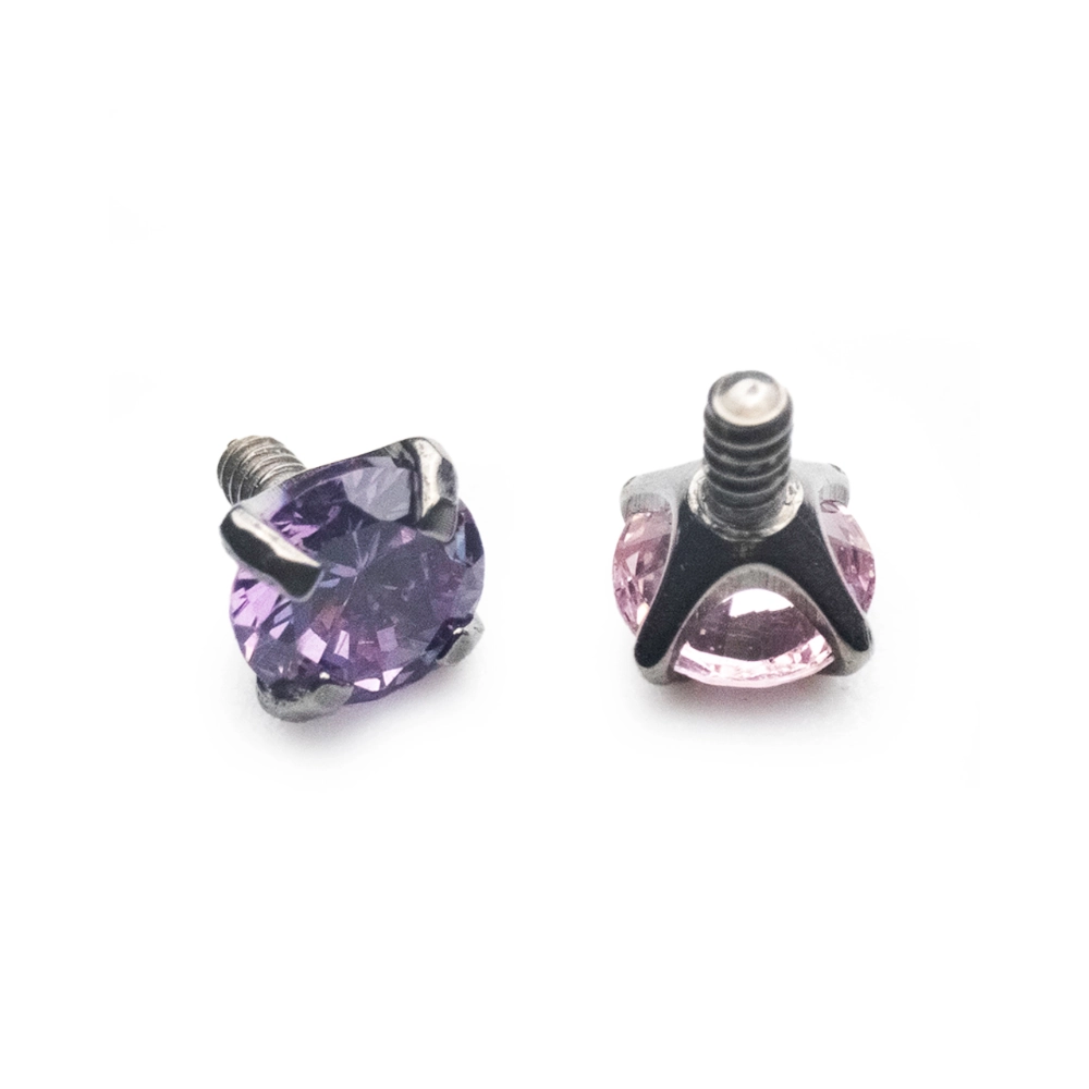 Piercing Embout - Titane F136 Gamme Hand Ink - Embout 09 avec pas de vis interne strass griffé*