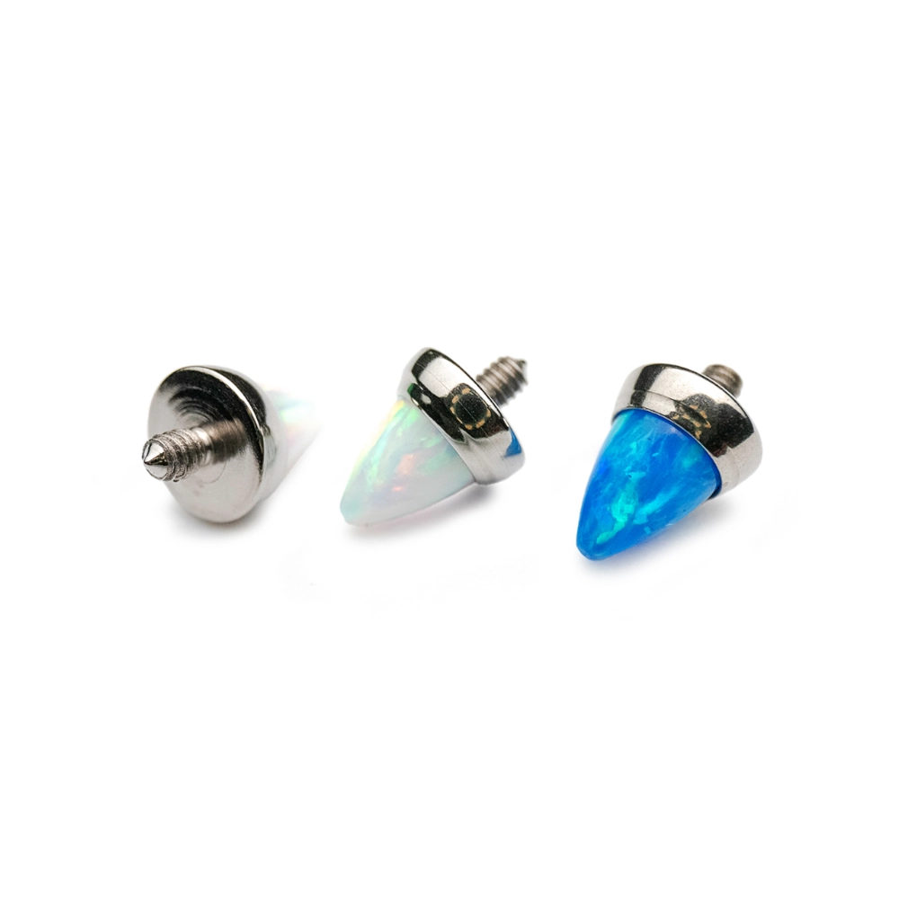 Piercing Embout - Titane F136 Gamme Hand Ink - Embout 39 avec pas de vis interne pierre opale en ovale*