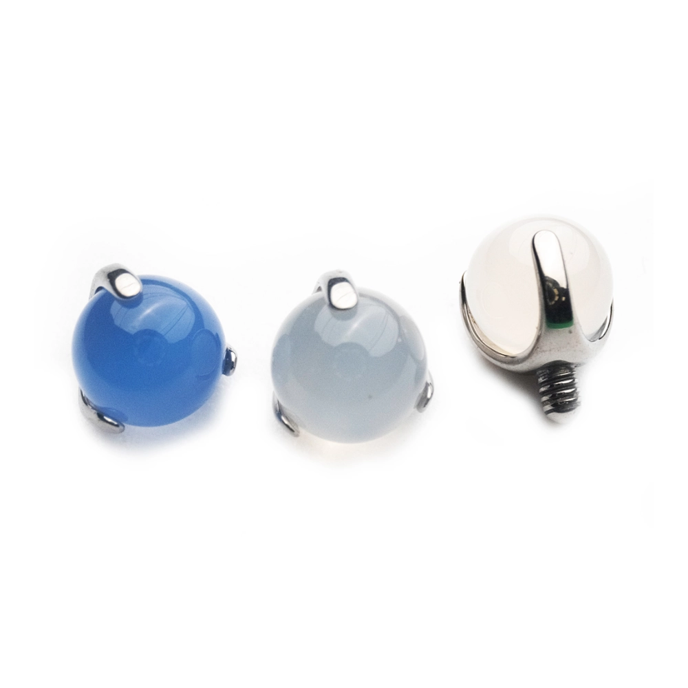 Piercing Embout - Titane F136 Gamme Hand Ink - Embout 93 avec pas de vis interne 0,9 mm pour piercing 1,2 mm pierre agate*