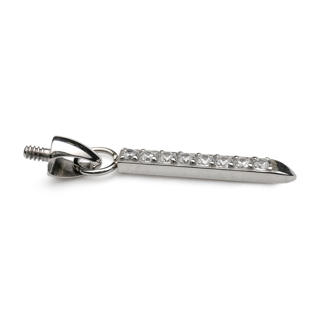Piercing Embout - Titane F136 Gamme Hand Ink - Embout 182 avec pas de vis interne 0,9 mm pour piercing 1,2 mm tige strass (2 longueurs)*