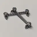 Piercing Barbell - Titane F136 Gamme Hand Ink - Barbell avec pas de vis interne sertie de 2 strass et 6 perles*