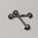 Piercing Barbell - Titane F136 Gamme Hand Ink - Barbell avec pas de vis interne sertie de 2 strass et perle*