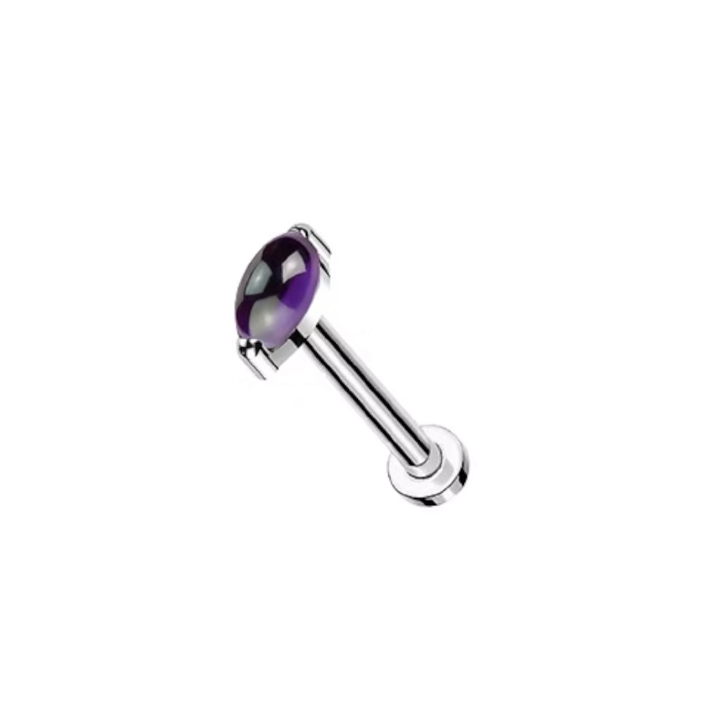 Piercing Labret - Titane F136 Stérile - Labret avec pas de vis interne opale synthétique 1,2 x 8 mm*