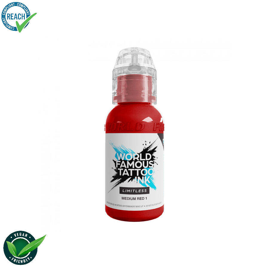 World Famous Ink Limitless Medium Red 1 - Mélange pour le tatouage encre REACH 30ml