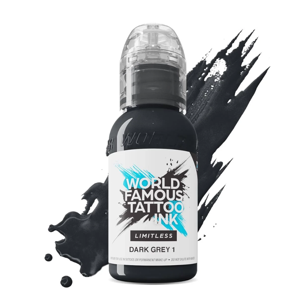 Encre Tattoo Grise - World Famous Ink Limitless Dark Grey 1 - Mélange pour le tatouage encre reach 30 ml