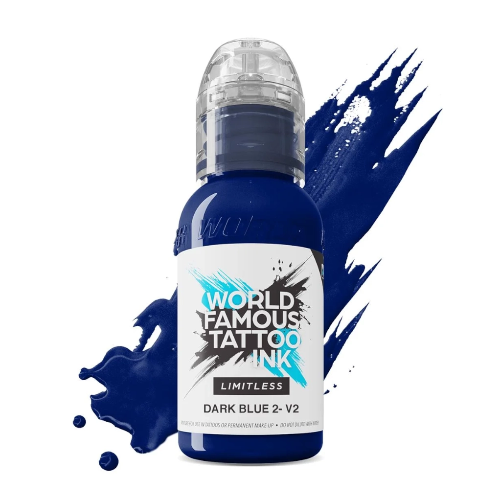 Encre Tattoo Violette - World Famous Ink Limitless Dark Blue 2 V2 - Mélange pour le tatouage encre reach 30 ml