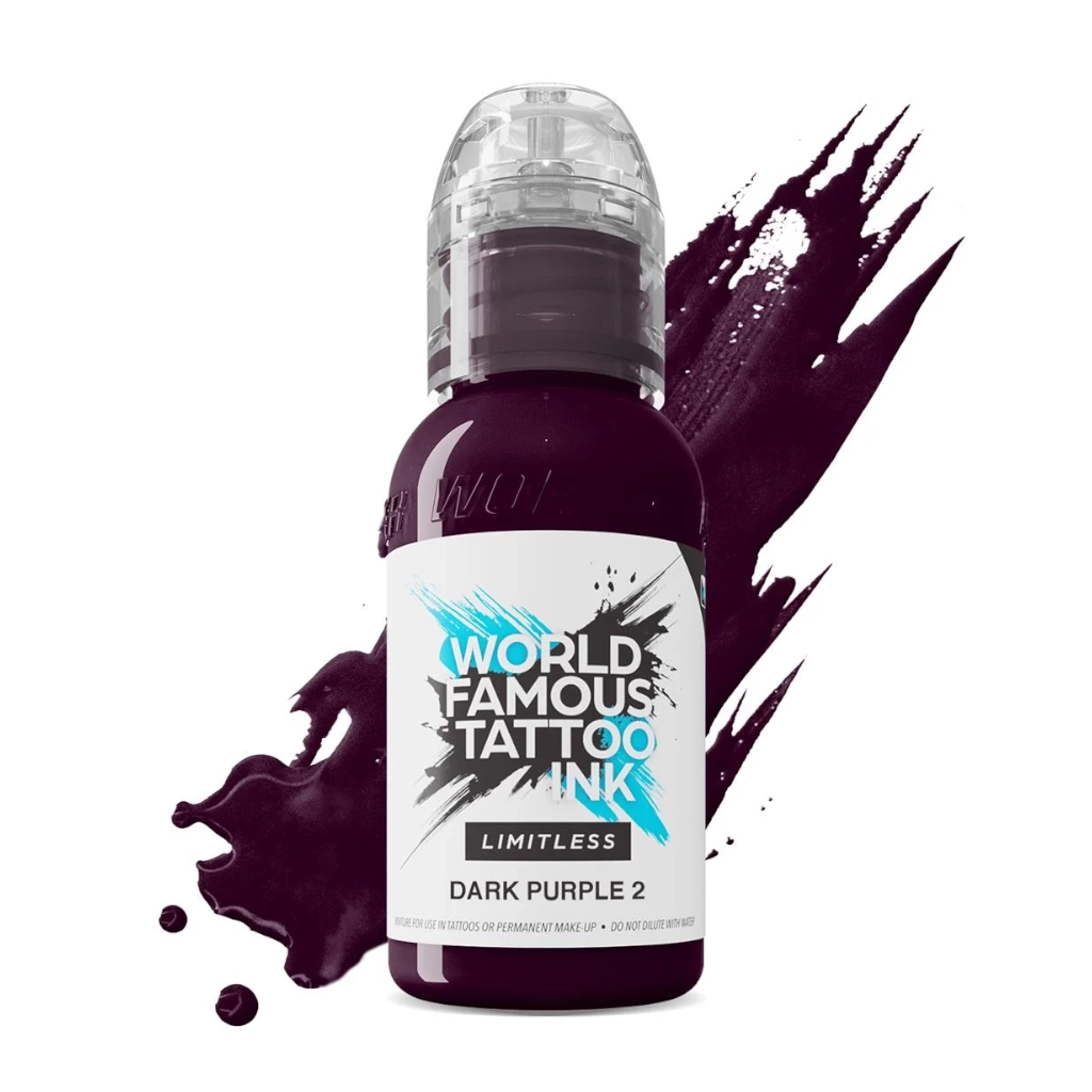 Encre Tattoo Violette - World Famous Ink Limitless Dark Purple 2 - Mélange pour le tatouage encre reach 30 ml