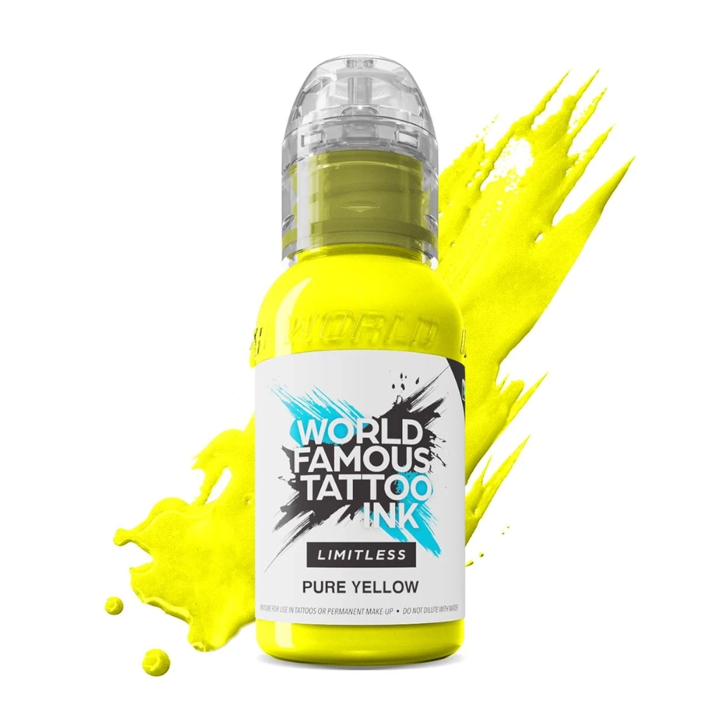 Encre Tattoo Jaune - World Famous Ink Limitless Pure Yellow - Mélange pour le tatouage encre reach 30 ml