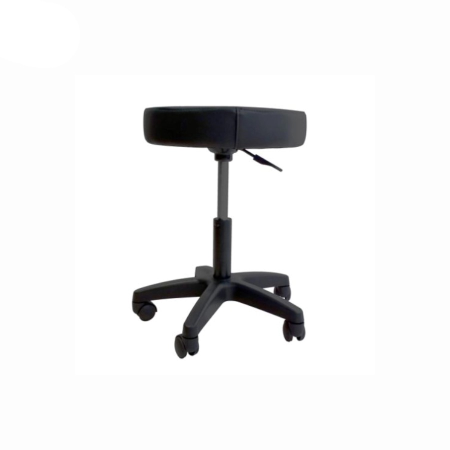 Tabouret Tattoo Assise Ronde - Tabouret plastique noir avec roulette