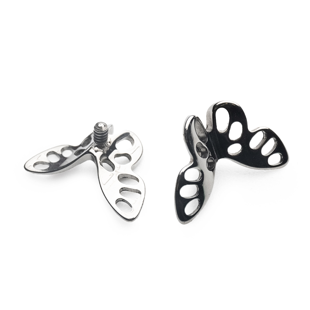 Piercing Embout - Titane F136 Gamme Hand Ink - Embout 192 avec pas de vis interne 0,9 mm pour piercing 1,2 mm papillon 8 mm*