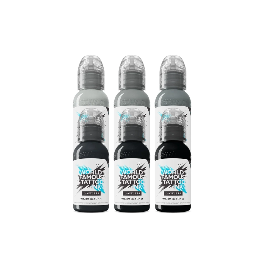 Encre Tattoo Set - World Famous Ink Limitless Set Shades of Grey - Melange pour le tatouage REACH 6 x 30 ml