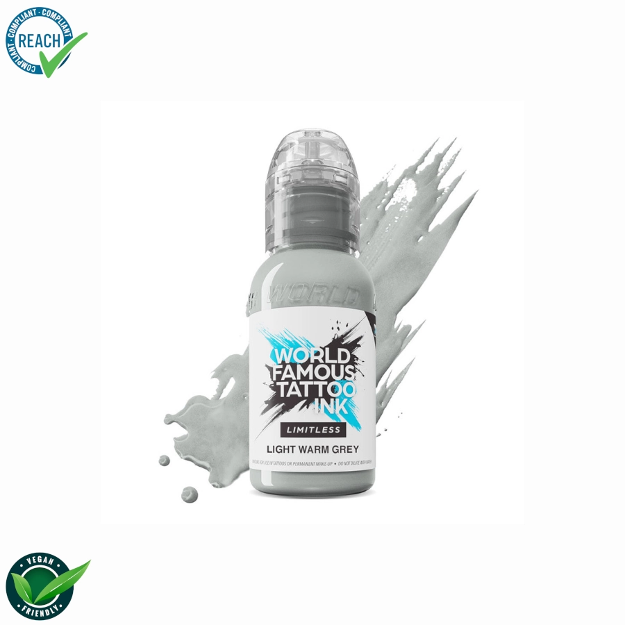 Encre Tattoo Gris - World Famous Ink Limitless Light Warm Grey - Mélange pour le tatouage REACH 30 ml du set shades of grey