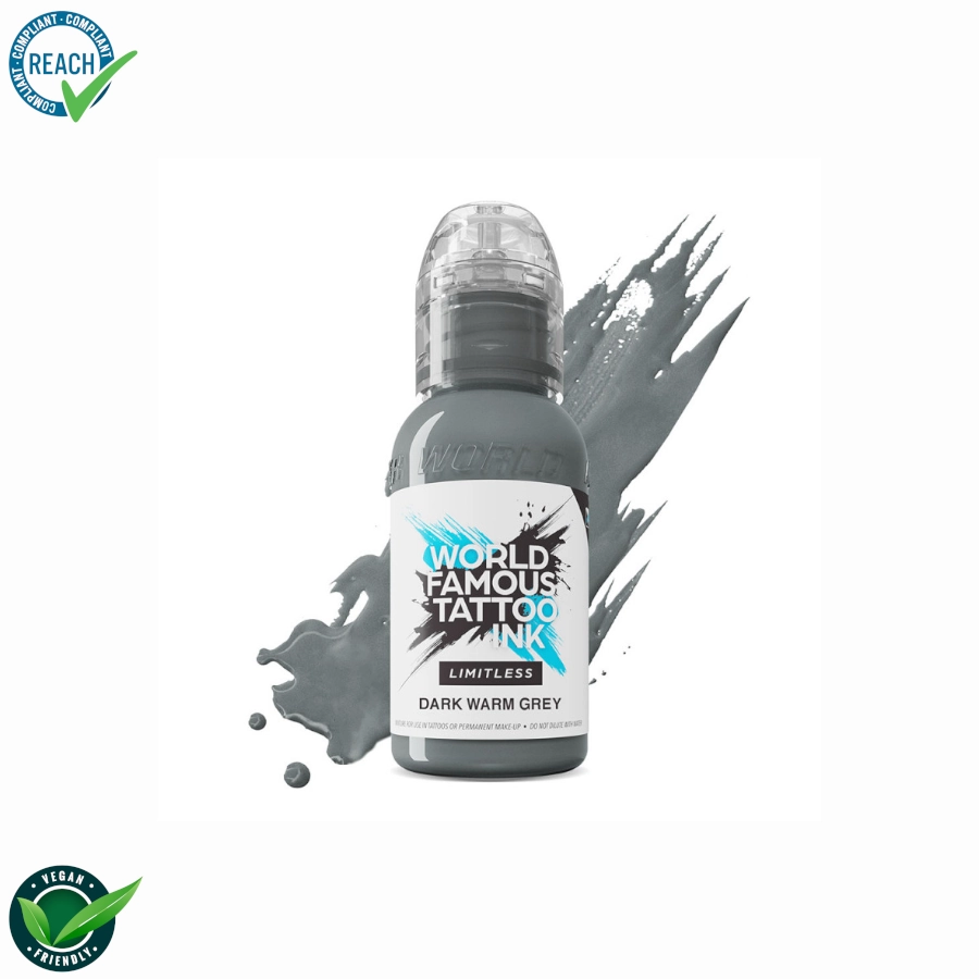 Encre Tattoo Gris - World Famous Ink Limitless Dark Warm Grey - Mélange pour le tatouage REACH 30 ml du set shades of grey