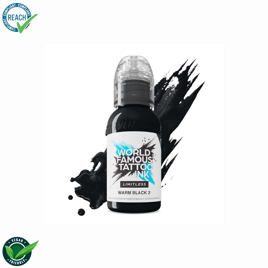 Encre Tatouage Noir- World Famous Ink Warm Black 2 - Melange pour le tatouage REACH 30ml du set shades of grey