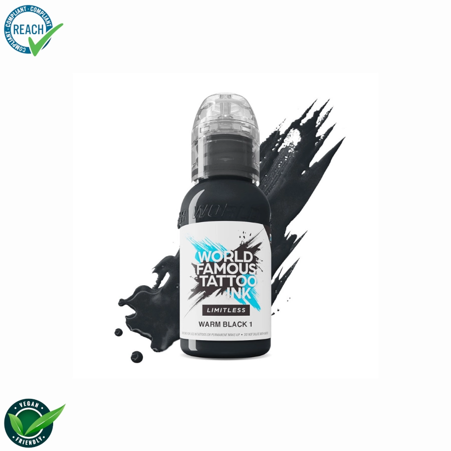 Encre Tatouage Noir- World Famous Ink Warm Black 1 - Melange pour le tatouage REACH 30ml du set shades of grey