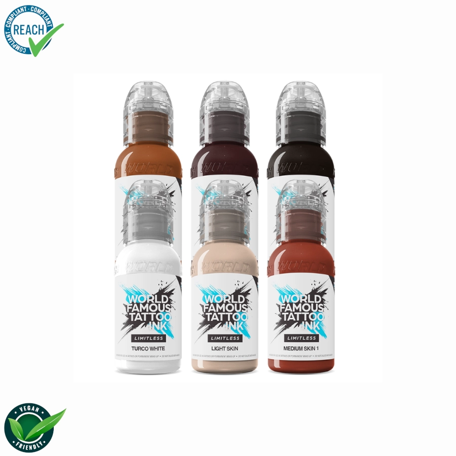 Encre Tattoo Set - World Famous Ink Limitless Set Michele Turco - Melange pour le tatouage REACH 6 x 30 ml