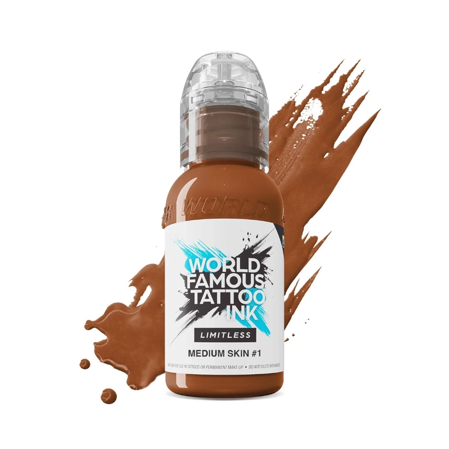 Encre Tattoo Marron - World Famous Ink Limitless Medium Skin 1 - Mélange pour le tatouage reach 30 ml du set michele turco*