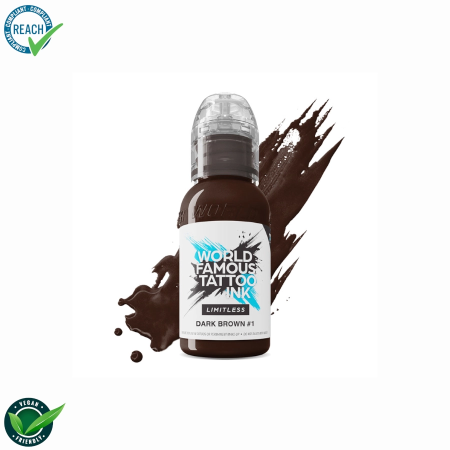Encre Tattoo Marron - World Famous Tattoo Ink Limitless Dark Brown 1 - Melange pour le tatouage encre REACH 30ml