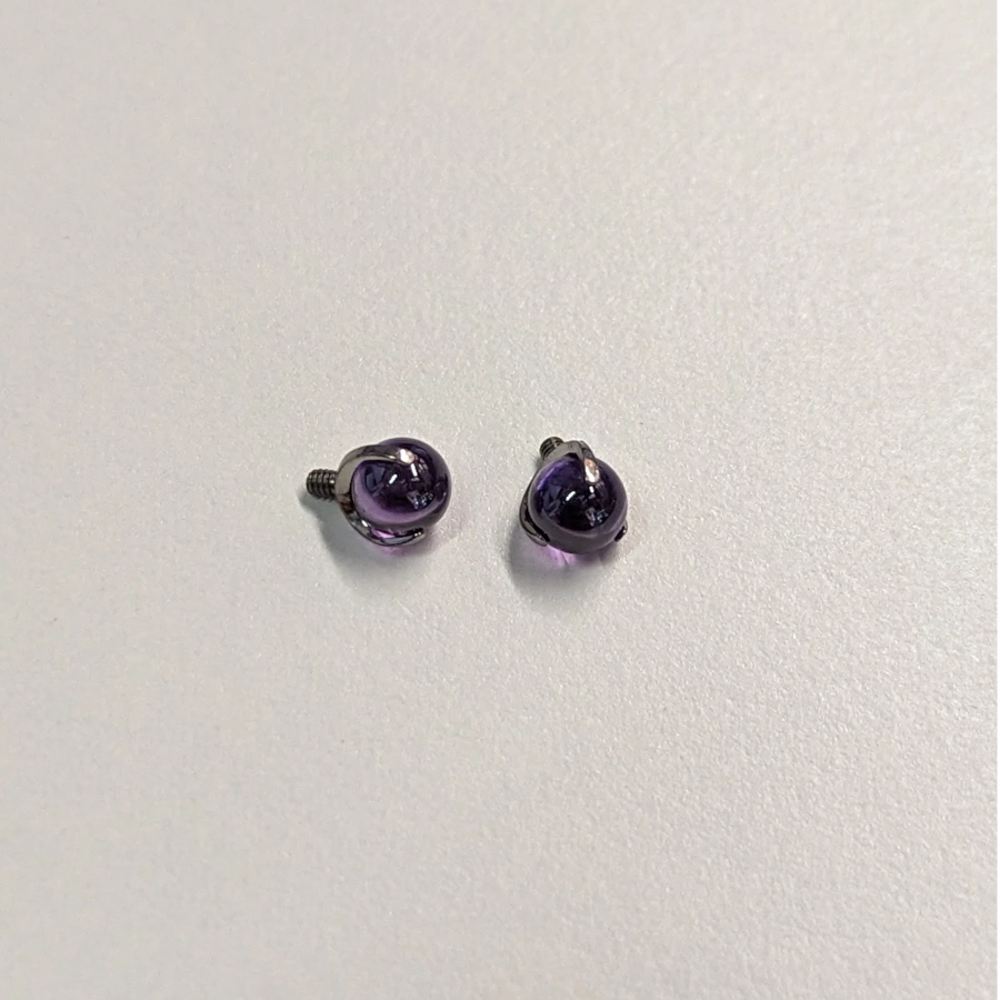 Piercing Embout - Titane F136 Gamme Hand Ink - Embout 07 avec pas de vis interne pierre agate