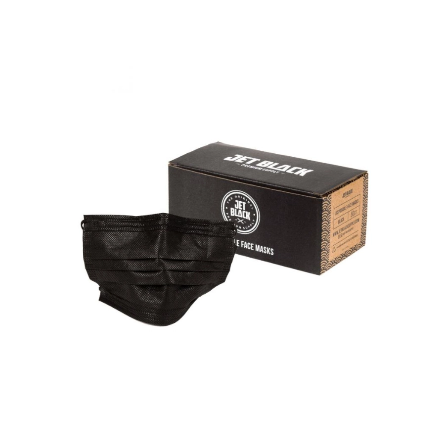 Masque Jetable Tattoo - JET BLACK - Boite de 50 masque jetable noir pour pierceur et tatoueur