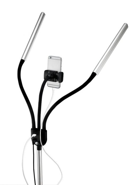 Daylight Double Lampe Led Gemini - Lampe sur pied avec support pour smartphone