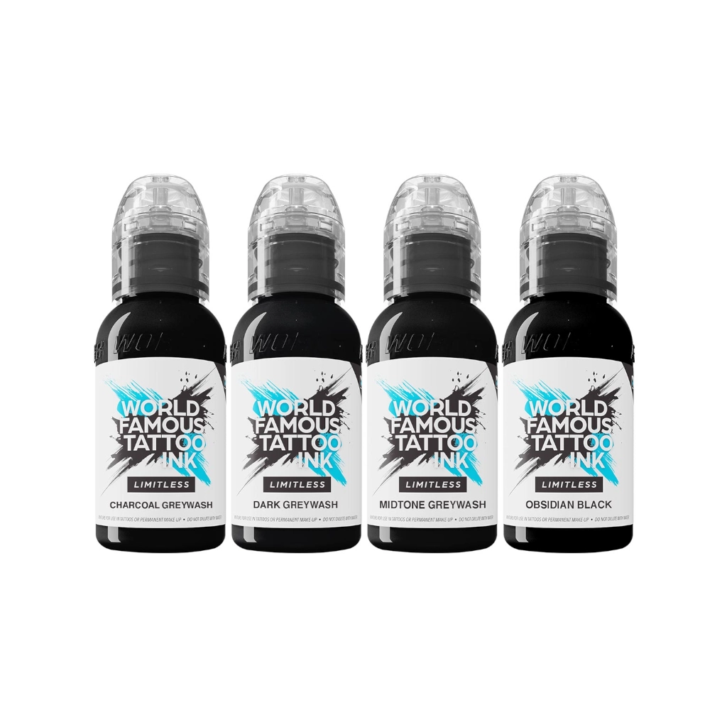 Encre Tattoo Set - World Famous Ink Limitless Set Lining and Shading - Melange pour le tatouage REACH 4 x 30 ml