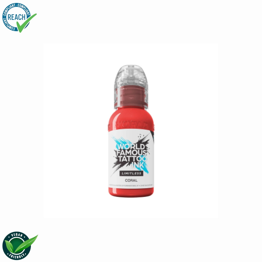 Encre Tattoo Orange - World Famous Ink Limitless Coral - Melange pour le tatouage REACH 30 ml