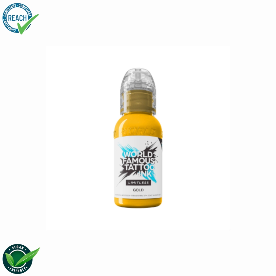 Encre Tattoo Jaune - World Famous Ink Limitless Gold - Melange pour le tatouage REACH 30 ml