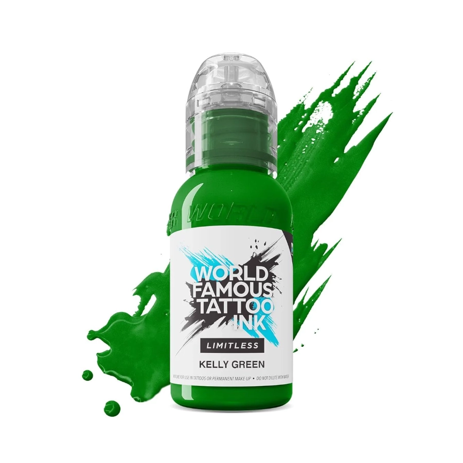 Encre Tattoo Verte - World Famous Ink Limitless Kelly Green - Mélange pour le tatouage reach 30 ml*