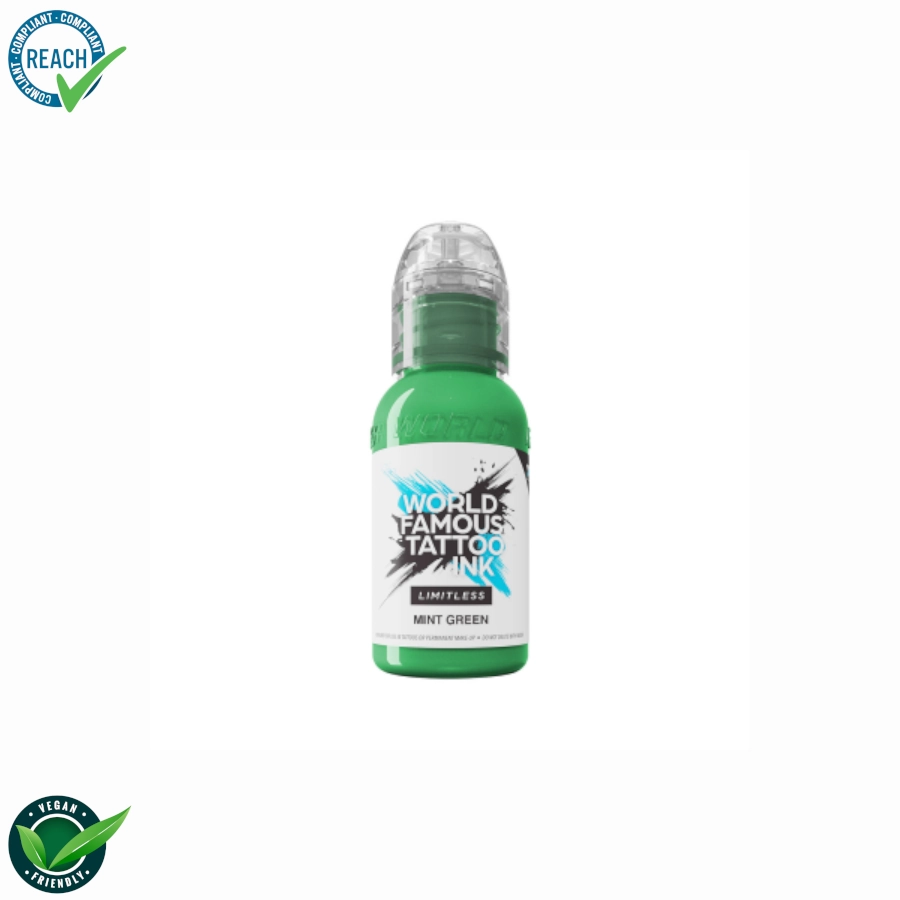 Encre Tattoo Verte - World Famous Ink Limitless Mint Green - Melange pour le tatouage REACH 30 ml