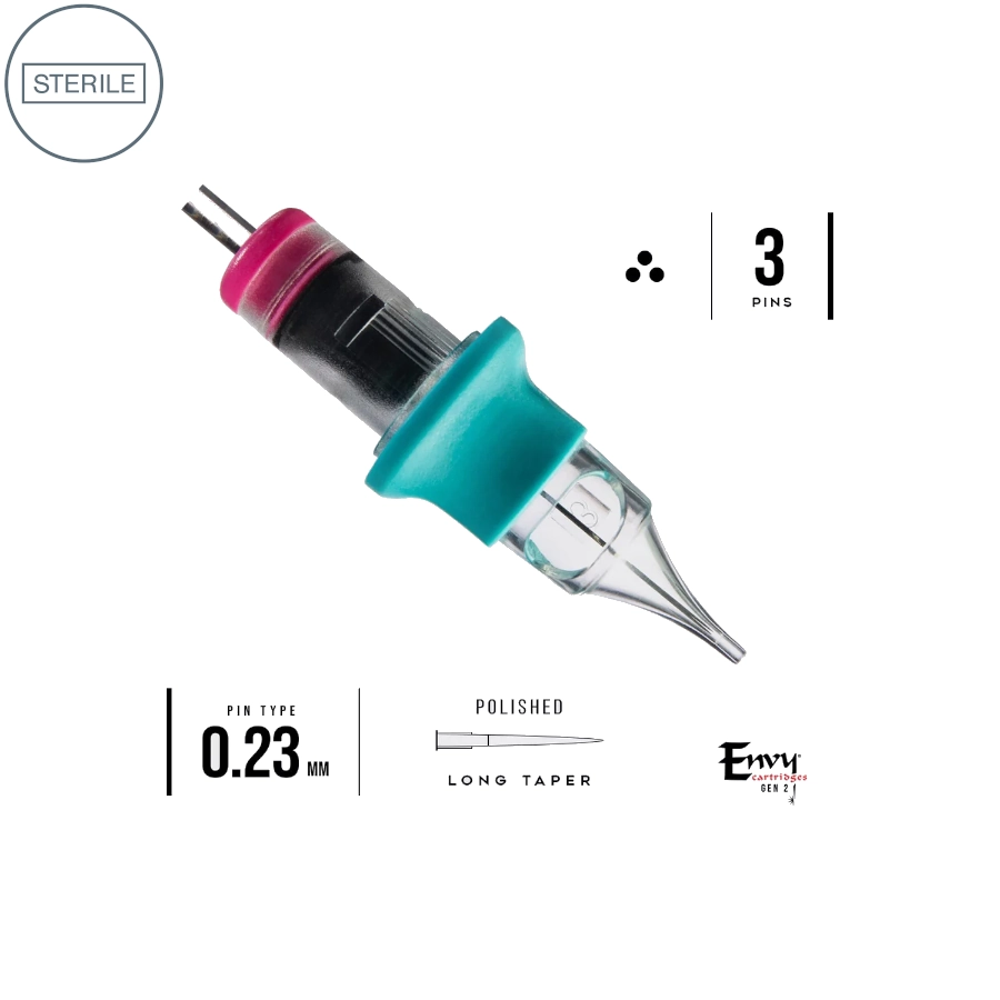 Cartouche Tatsoul Envy Gen 2 Pmu - Round Shader Long Taper Nano Pmu - Boite de 10 cartouches de maquillage permanent