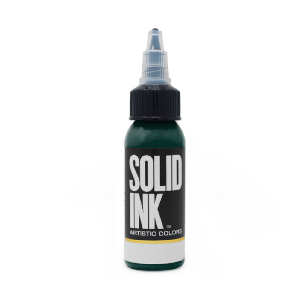Encre Entrainement Tattoo Verte - Solid Ink Dark Green - Encre artistique pour l'entrainement au tatouage NON REACH 30 ml