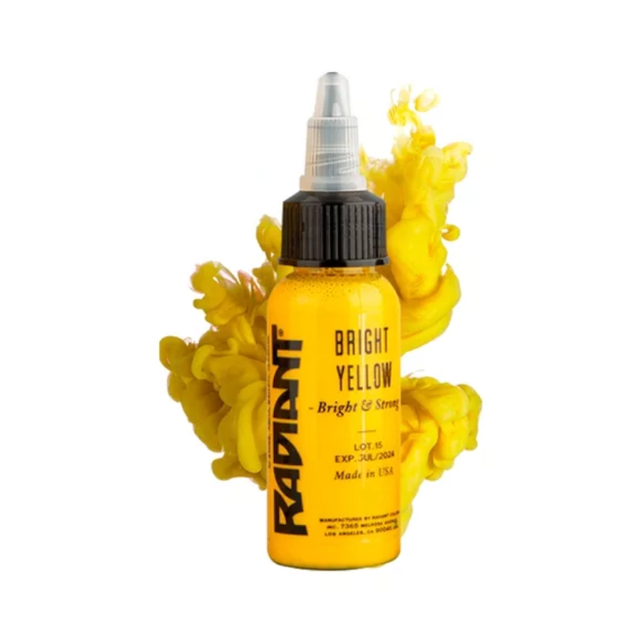 Encre Entrainement Tattoo Jaune - Radiant Ink Bright Yellow - Encre artistique pour entrainement au tatouage NON REACH 30 ml* 