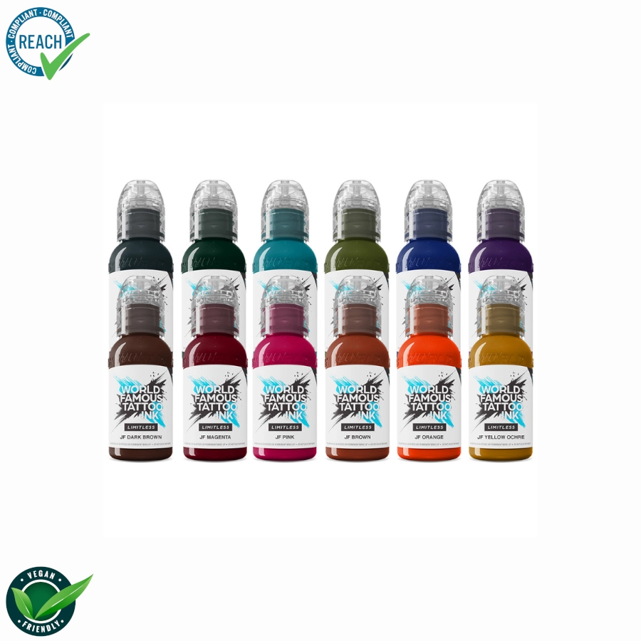 Encre Tattoo Set - World Famous Ink Limitless Set Jay Freestyle - Melange pour le tatouage encre REACH 12 x 30 ml
