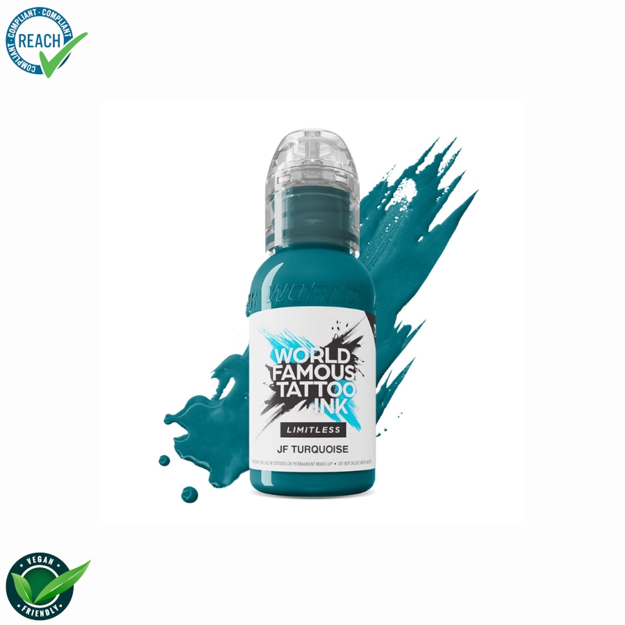 Encre Tattoo Bleu - World Famous Ink Limitless JF Turquoise - Melange pour le tatouage encre REACH 30 ml