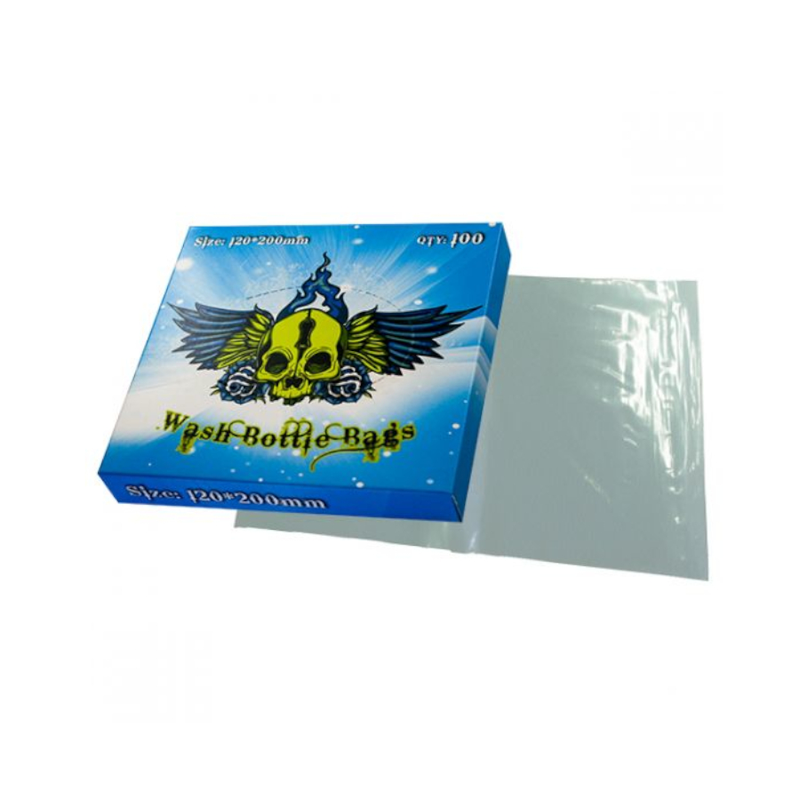 Protection Tattoo - Wash Bottle Bags - Boîte de 100 sacs de protection pour les bouteilles et pissettes de tatouage 12 x 20 cm*