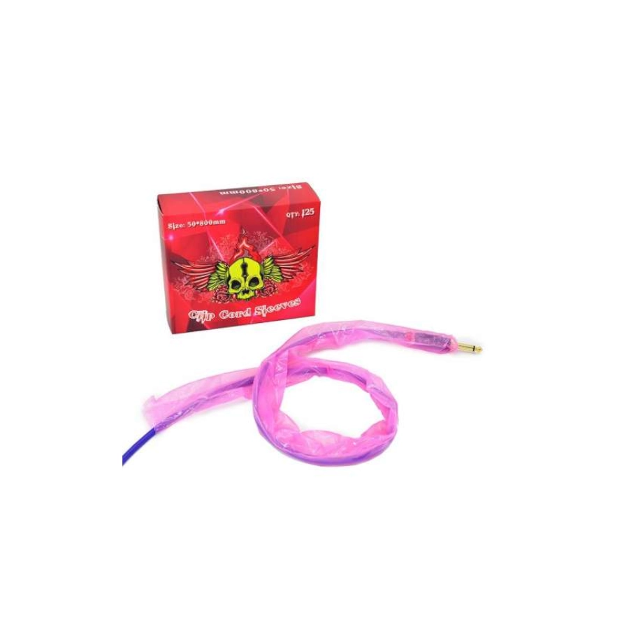 Protection Tattoo - Clip Cord Sleeves - Boîte de 125 protection pour câble tatouage 5 x 80 cm