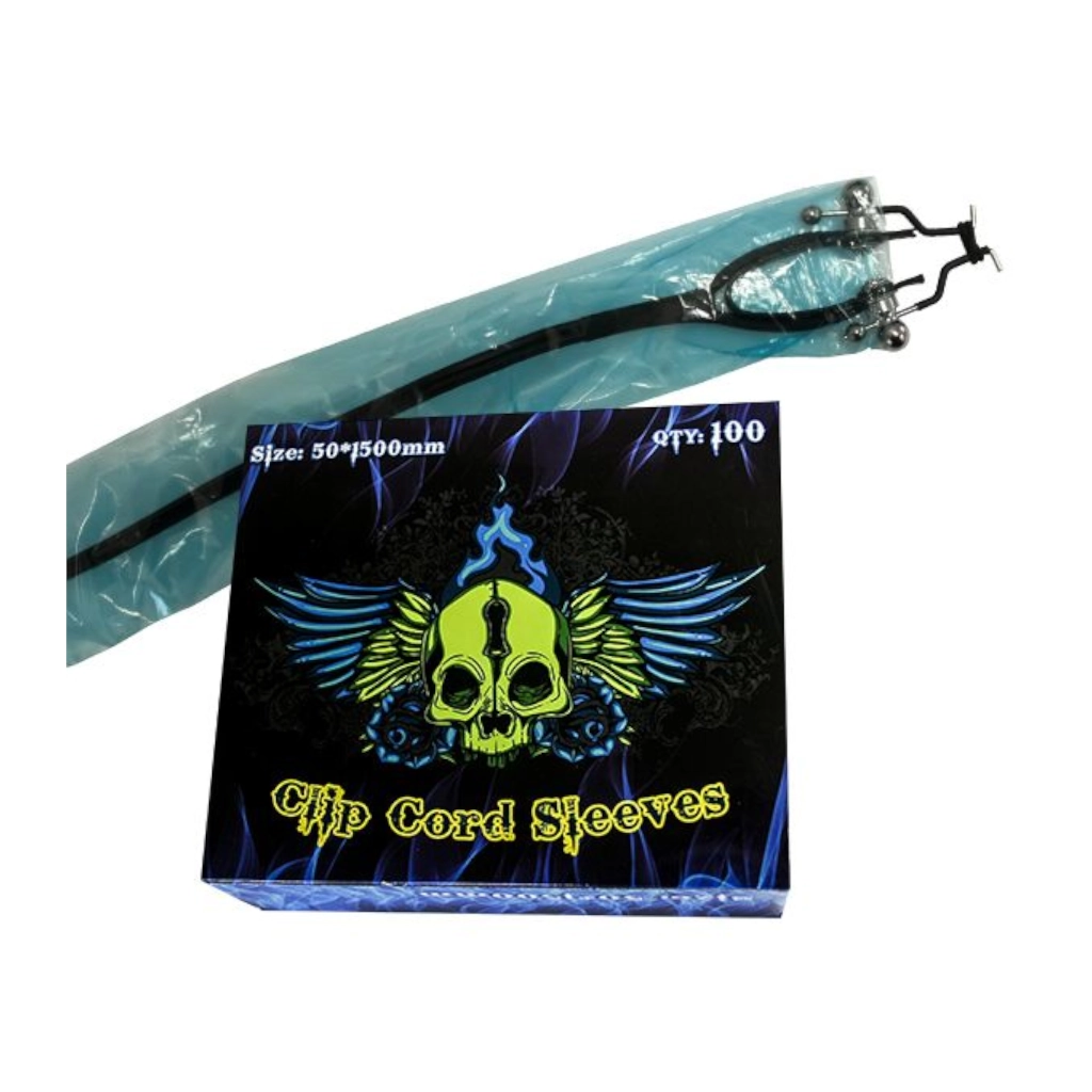 Protection Tattoo - Clip Cord Sleeves - Boîte de 100 protections pour les câbles de machine à tatouer bleue 5 x 150 cm*