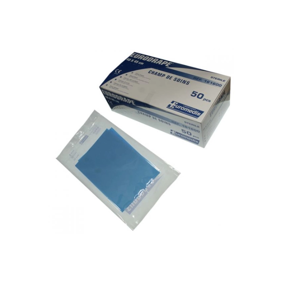 Champ Sterile Piercing - Euromedis eurodrape boîte de 50 champs stérile 40x45cm pour la protection des surfaces