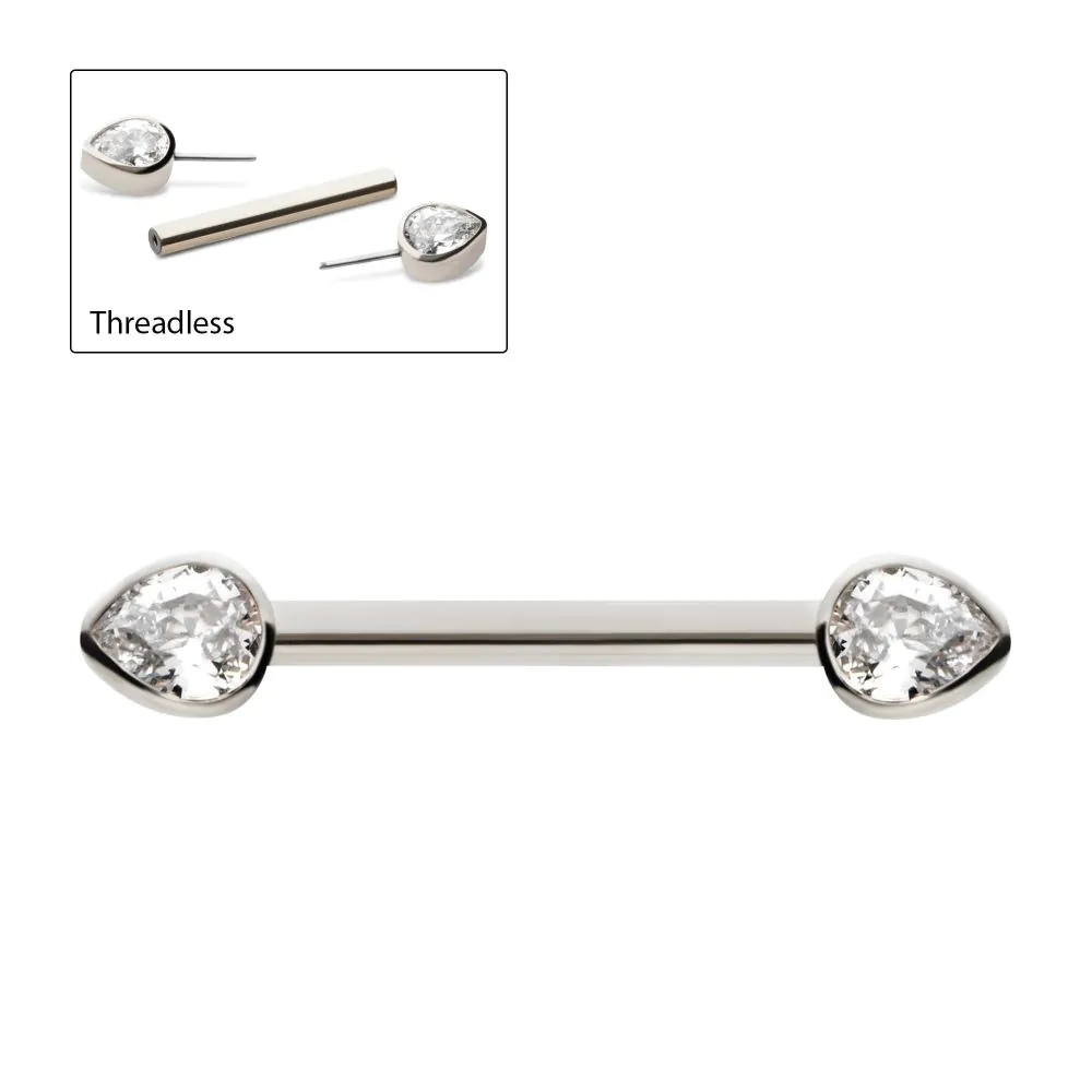 Piercing Barbell Threadless 03 Invictus - Piercing sans filetage titane f136 cluster 3 strass sertie perle