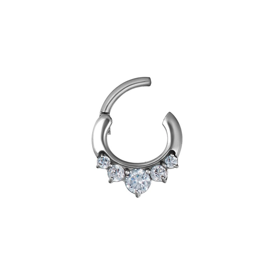 Anneau Acier 20 - Anneau à charnière en acier 316L avec strass griffé pour septum
